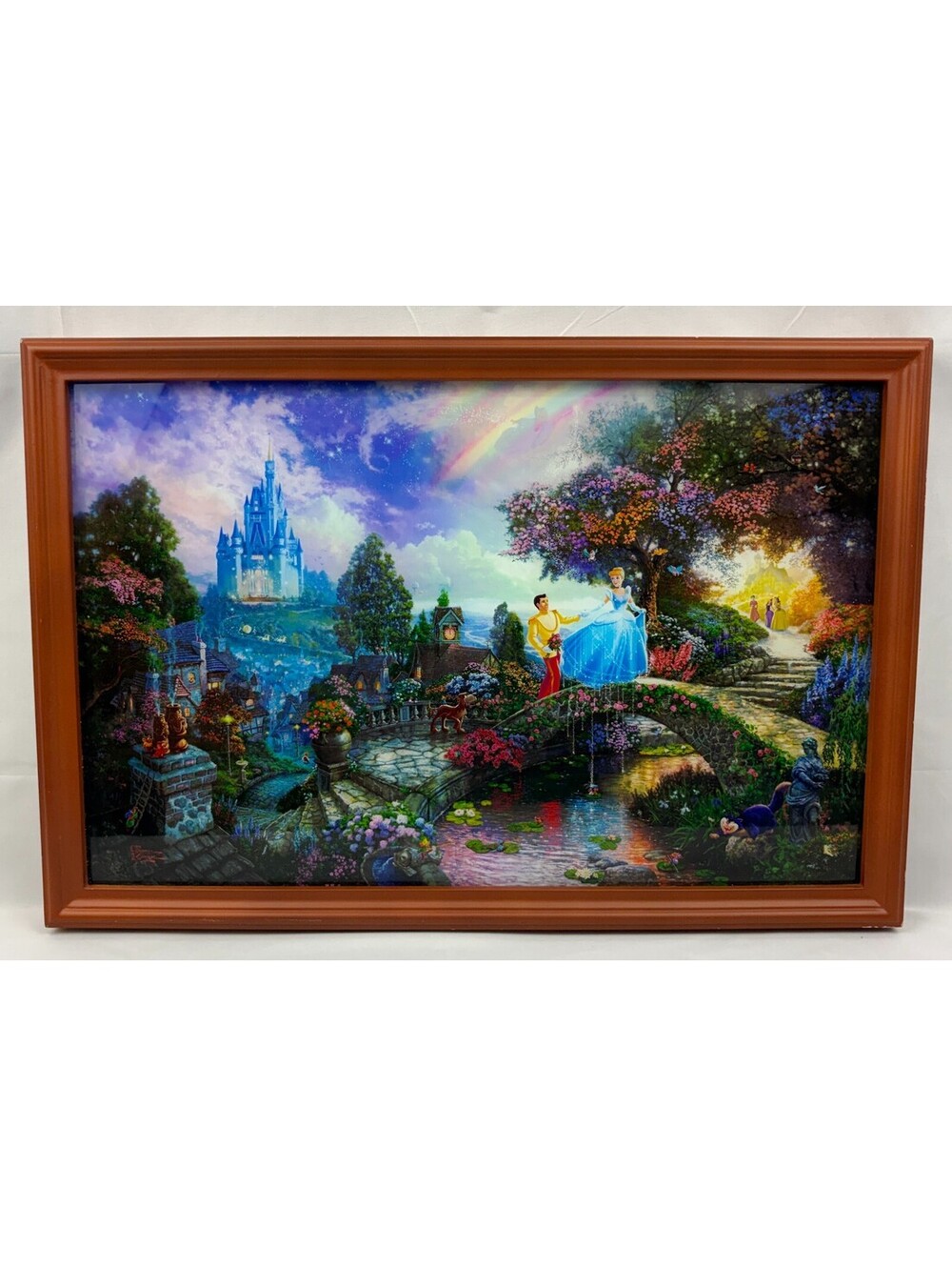 Brandford Exchange Stained Glass Panorama Cinderella Wishes Upon a Dream 15"x22"